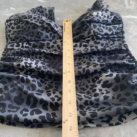 Miraclesuit Womens Leopard Print Tankini Swim Top Size 10 Black & Gray Stretch - Picture 5 of 6